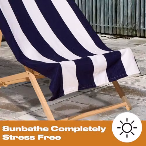 OHS Striped Microfibre Quick Dry Beach Towel in Blue and White, W/H: 71 x 152 cm – 6