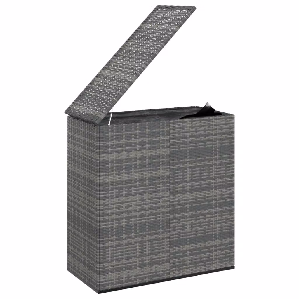 Berkfield Home Garden Grey PE Rattan Cushion Box with Steel Frame, W: 100 cm, D: 49 cm, H: 103.5 cm – 2