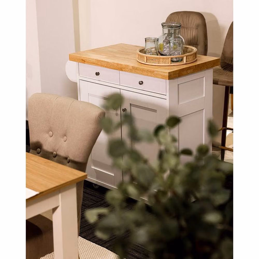 Lemon Pavilion Furniture Portland Kitchen Island in White, W95 x D46 x H91 cm – 3