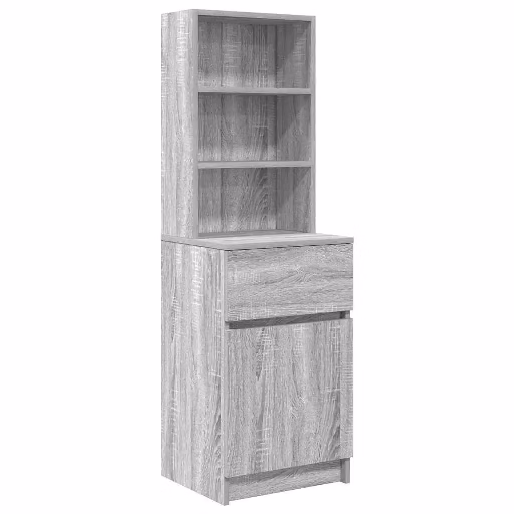 Berkfield Home Grey Sonoma Bedside Cabinet with Hinged Doors and Internal Shelves, W/D/H: 39 x 35 x 125 cm – 2