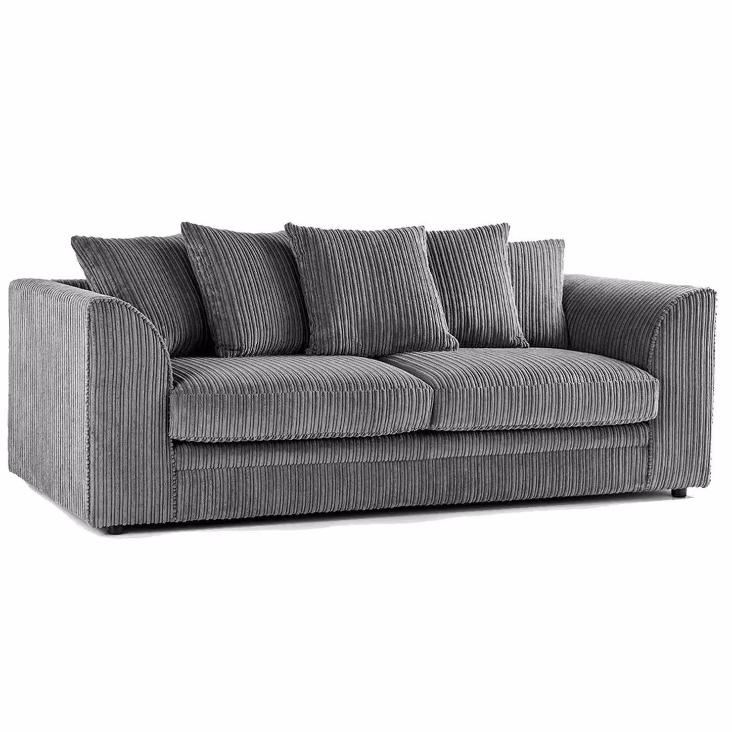 Furnishings For Less UK Luxor 3 Piece Sofa Suite in Grey Jumbo Cord Fabric with Scatter Cushions – 2