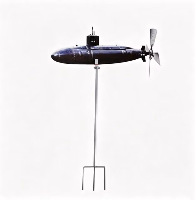 Quipulse Submarine Shaped Metal Windmill Stake for Garden Decoration in Multicolour and Black