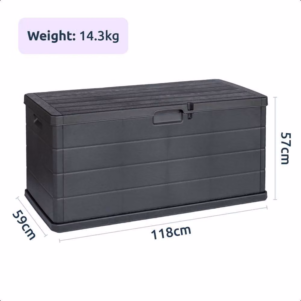 Nordara Black Waterproof Plastic Garden Storage Box with Wheels, 340L – 2