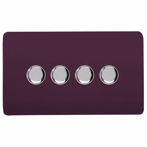 Trendi Switch 4 Gang 150w Rotary LED Dimmer Light Switch in Plum Purple