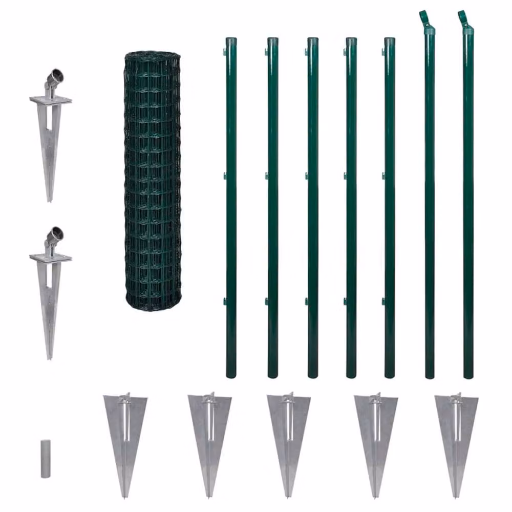 Berkfield Home Sturdy Euro Fence Green PVC-Coated Steel, W: 10 m, H: 1.2 m – 2