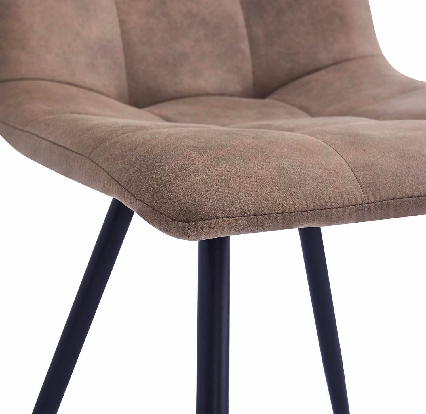 Nordlys Set of 2 Scandinavian Microfibre Dining Chairs with Metal Backrests in Brown – 3