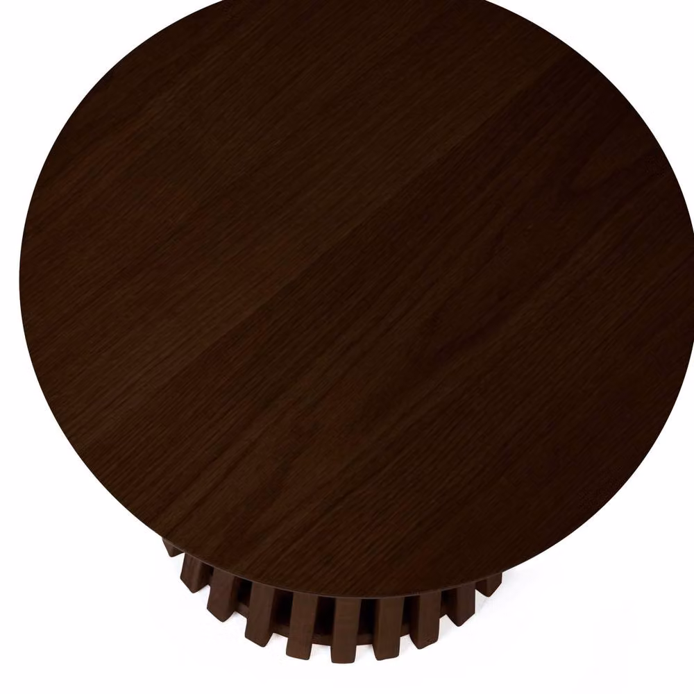 Cheshire Orla Round Oak Lamp Table in Dark Brown, Diameter: 45 cm – 3