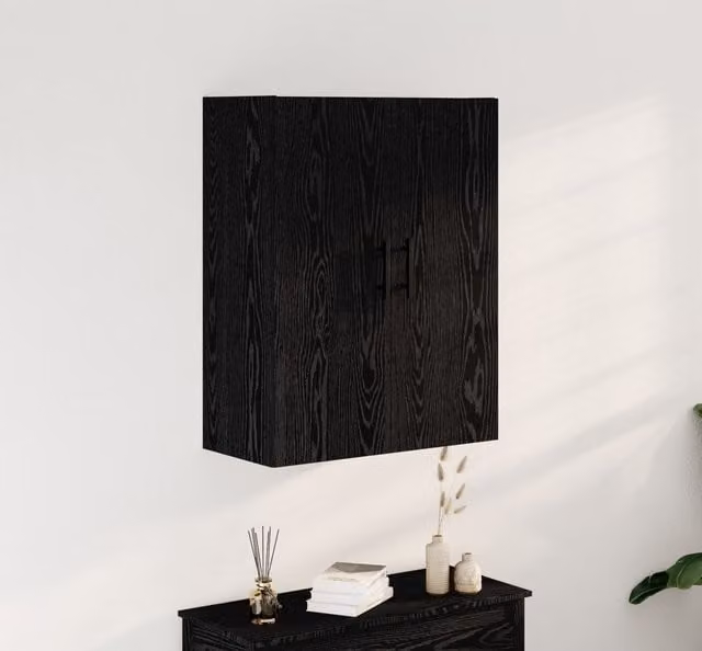 Berkfield Home Wall Mounted Cabinet in Black Oak, W/D/H: 69.5 x 34 x 90 cm