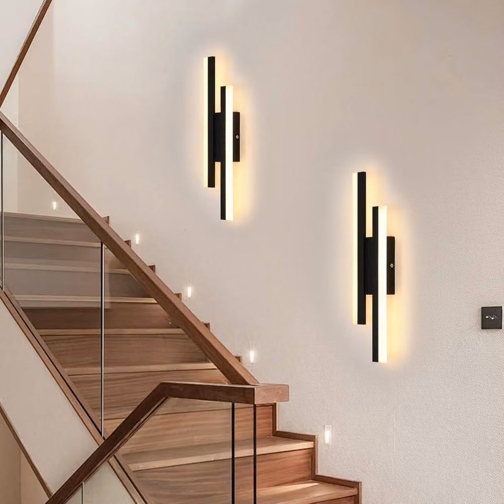 COMELY Modern LED Indoor Wall Light with Acrylic, Warm White, Black, W: 40 cm – 6