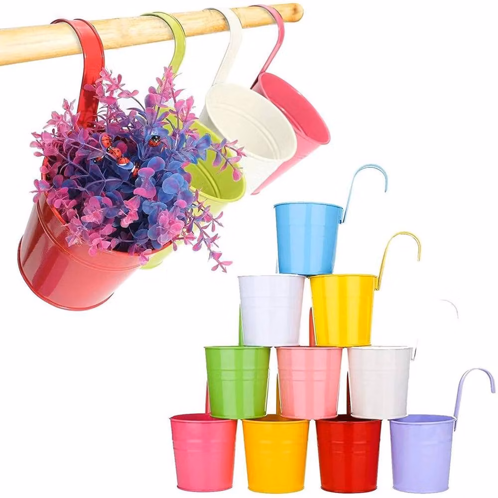 EONLION Metal Hanging Flower Pot Hook in Red and Multicolour – 5