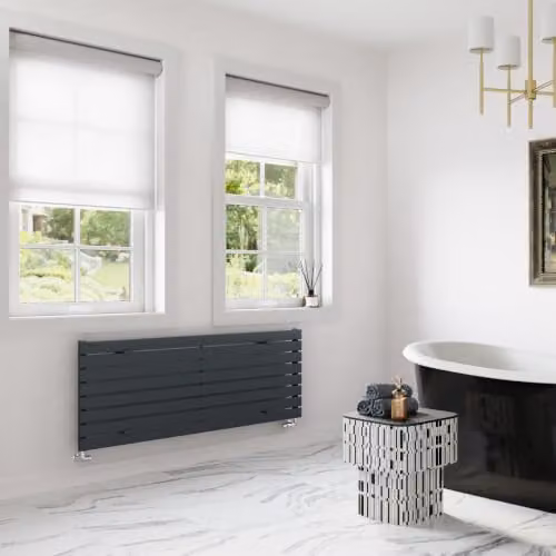 UK Radiators Typhoon Axis Anthracite Horizontal Designer Radiator W: 140 cm, H: 54.4 cm – 3