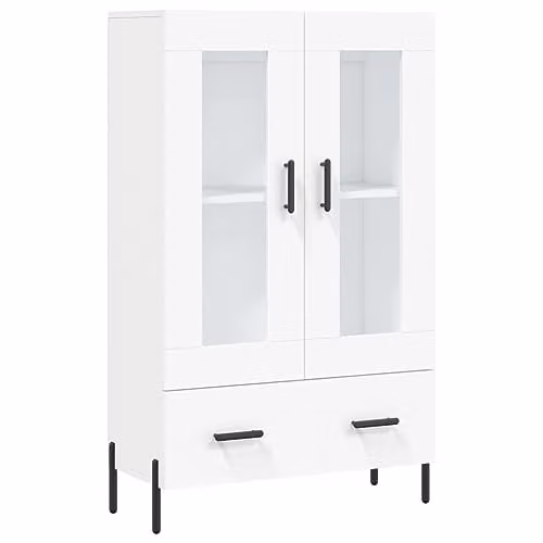 vidaXL Modern White Highboard with Glass Doors and Internal Shelves, W/D/H: 69.5 x 31 x 115 cm – 1