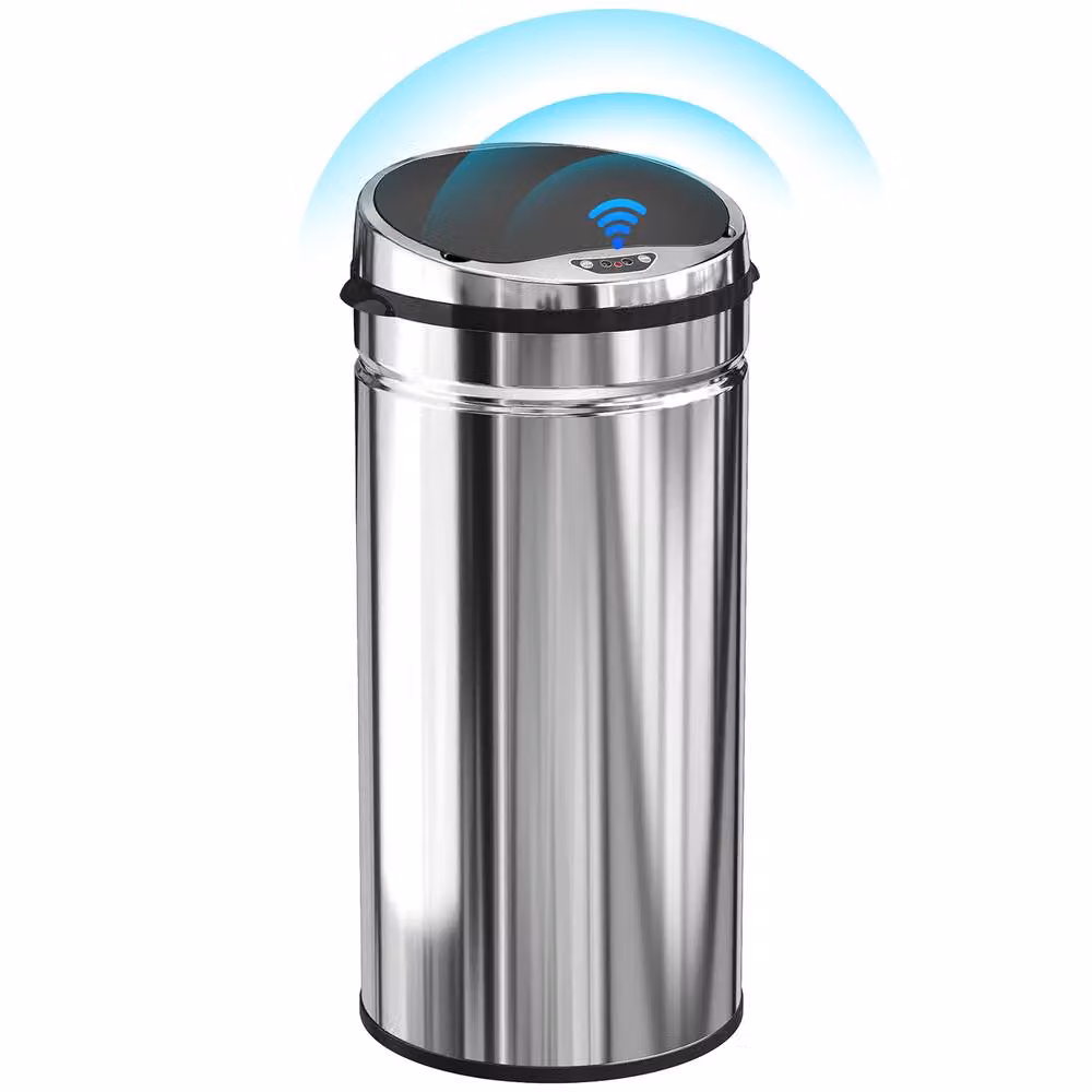 HOMCOM 50L Sensor Bin in Silver Stainless Steel with Soft Close and Fingerprint Proof Finish – 2