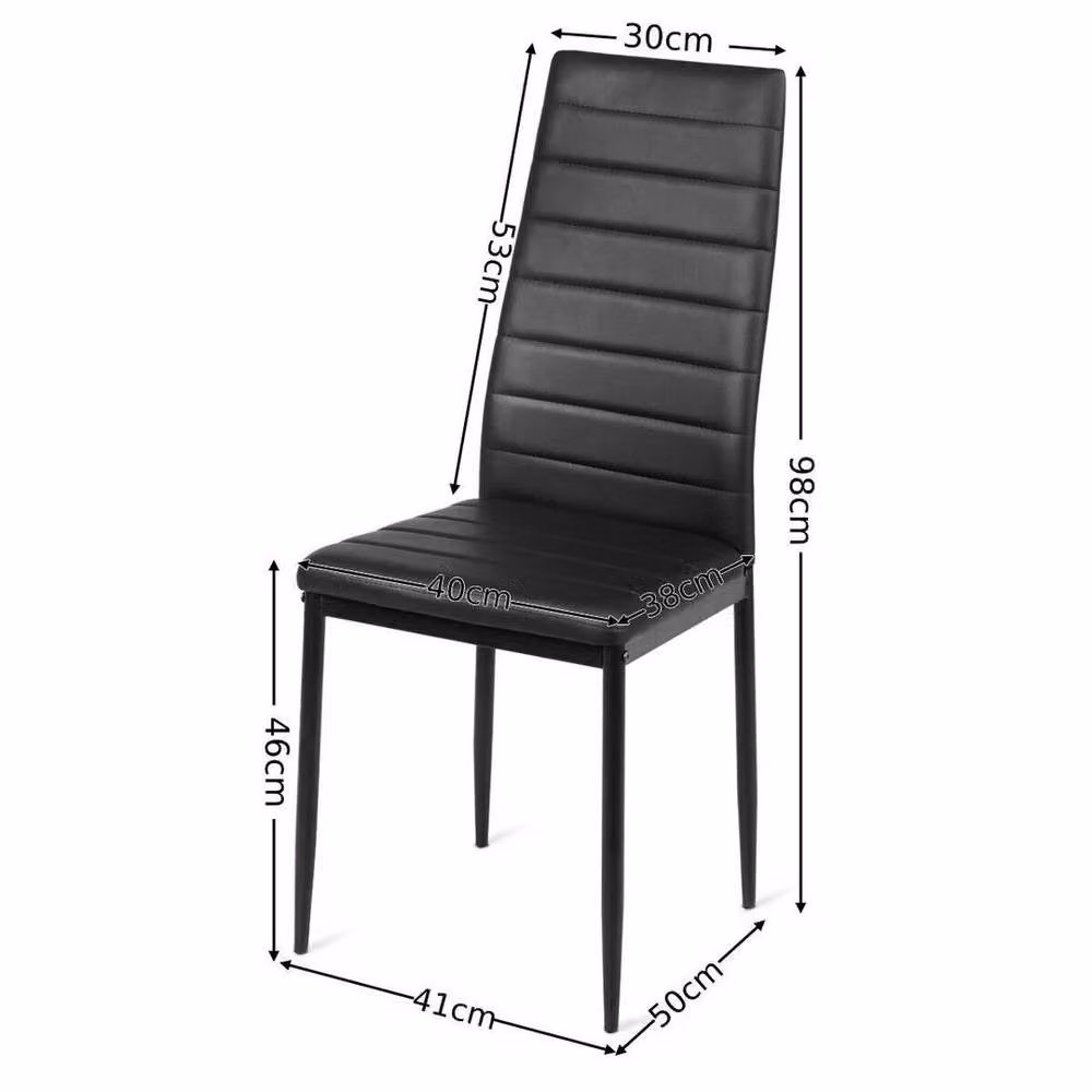 KORVIXA Set of 6 Modern Black High Back Dining Chairs with Synthetic Leather and Metal Frame, Height: 100 cm – 2