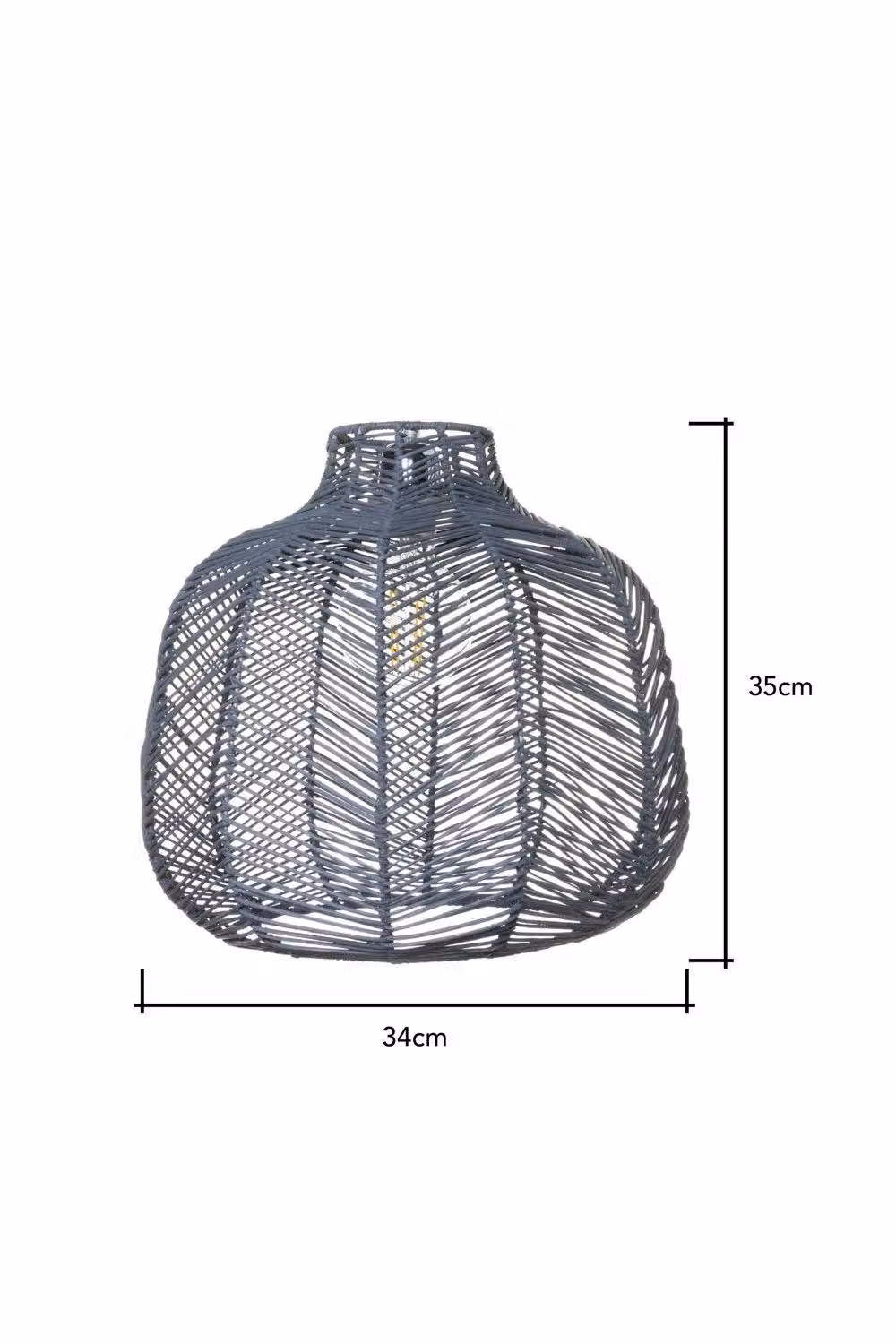 BHS Lighting Leo Easy Fit Grey Rattan Boho Dome Light Shade W: 35 cm, D: 34 cm, H: 35 cm – 2