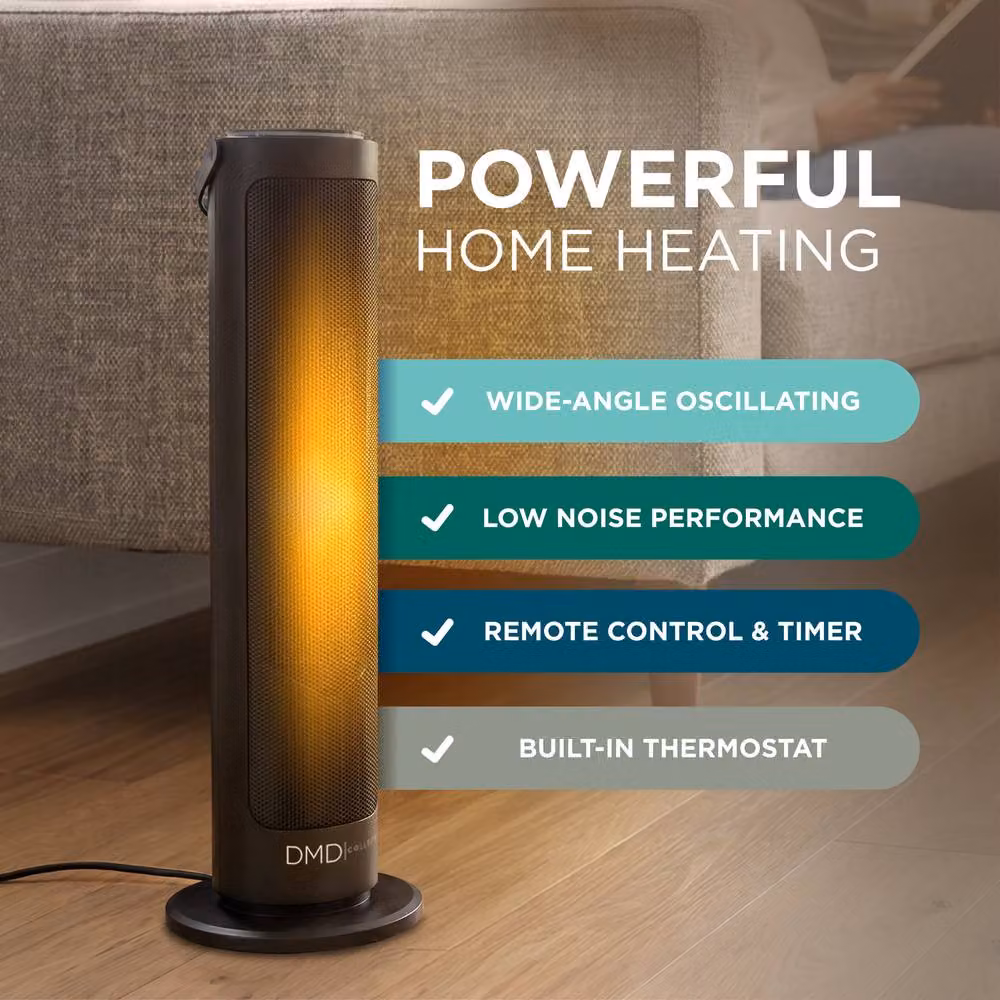 DMD Collective 20 inch Ceramic Fan Heater with Remote Control in Black – 6