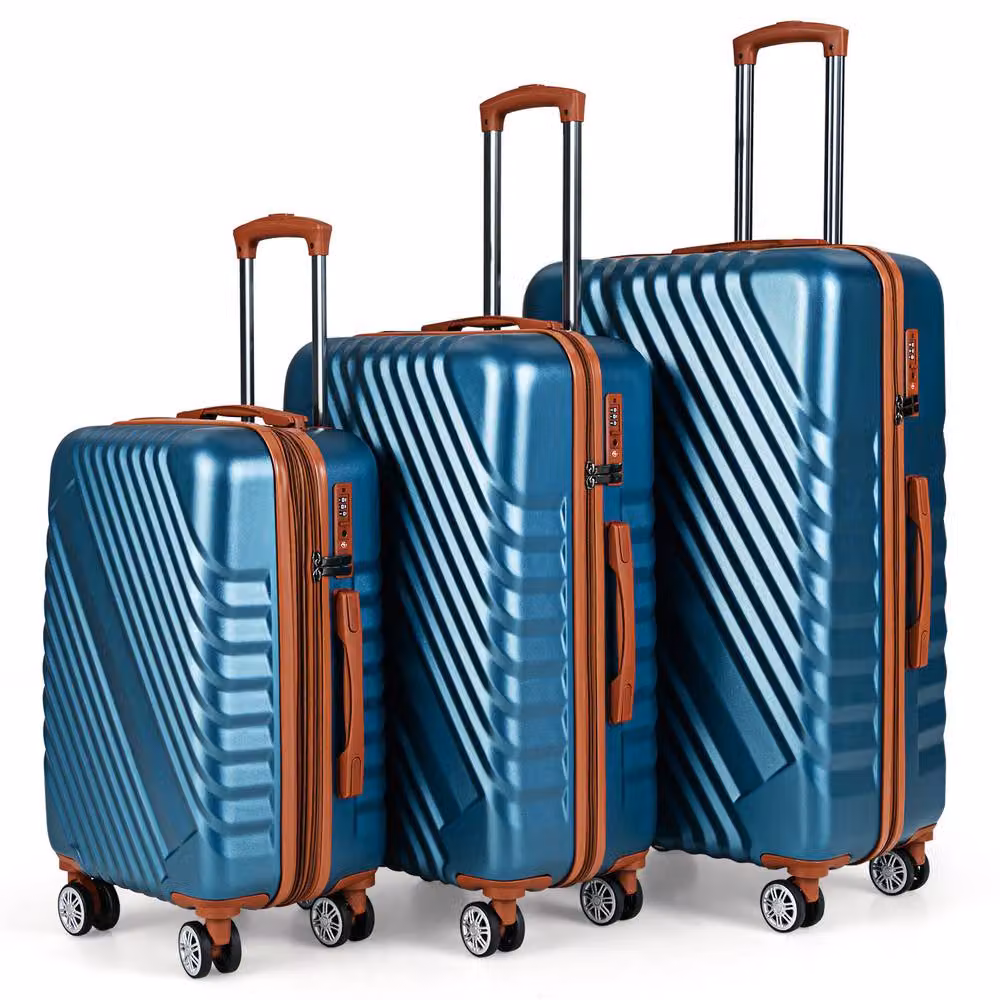Costway 3-Piece Hard Shell Cabin Travel Suitcase Set with TSA Lock in Teal – 10