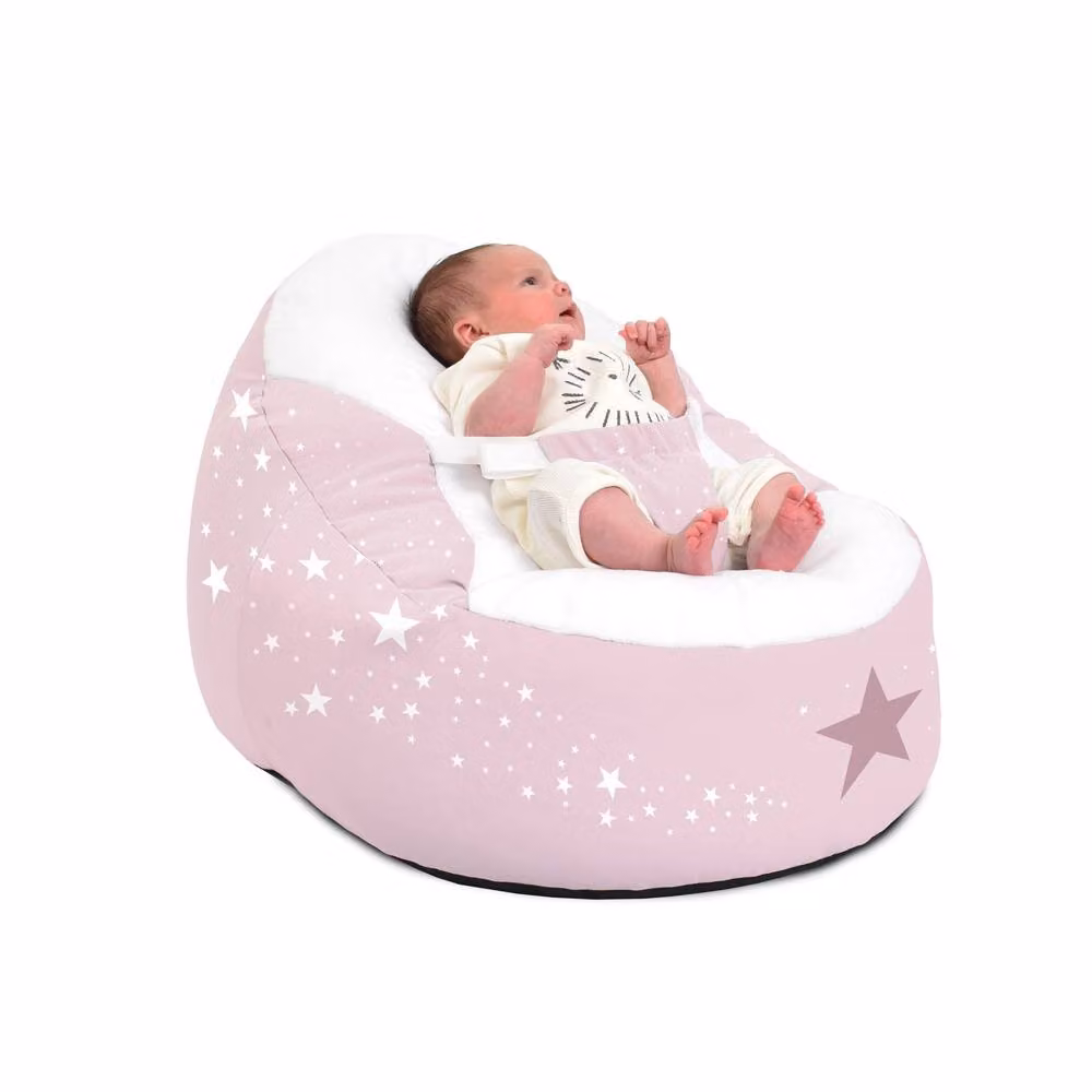 rucomfy Wish Upon a Star Gaga Baby Bean Bag in Baby Pink with Floral Design and Removable Water Repellent Cover – 3