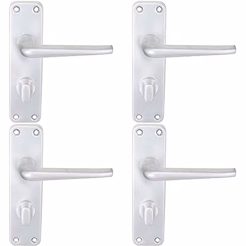 Loops 4 Pack of Pairs Straight Tapered Lever on Bathroom Blackplate Door Handles in Black Brushed Aluminium, W: 15.2 cm, H: 4.1 cm