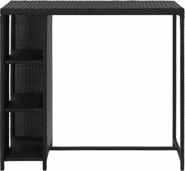 Berkfield Home Bar Table with Storage Rack in Black Poly Rattan, W/D/H: 120 x 60 x 110 cm – 1