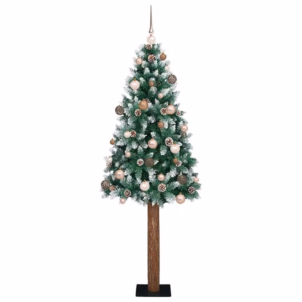 Berkfield Home Slim Christmas Tree with 300 LEDs in Green and White, Height: 180 cm – 1