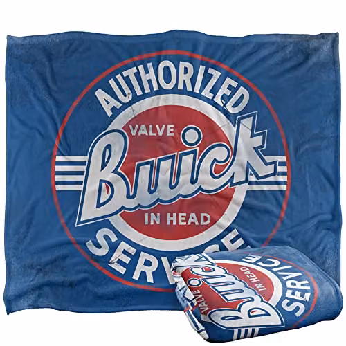 LOGOVISION Buick Authorized Service Logo Super Soft Microfibre Fleece Throw Blanket, White, W/D/H: 152 x 127 cm – 1