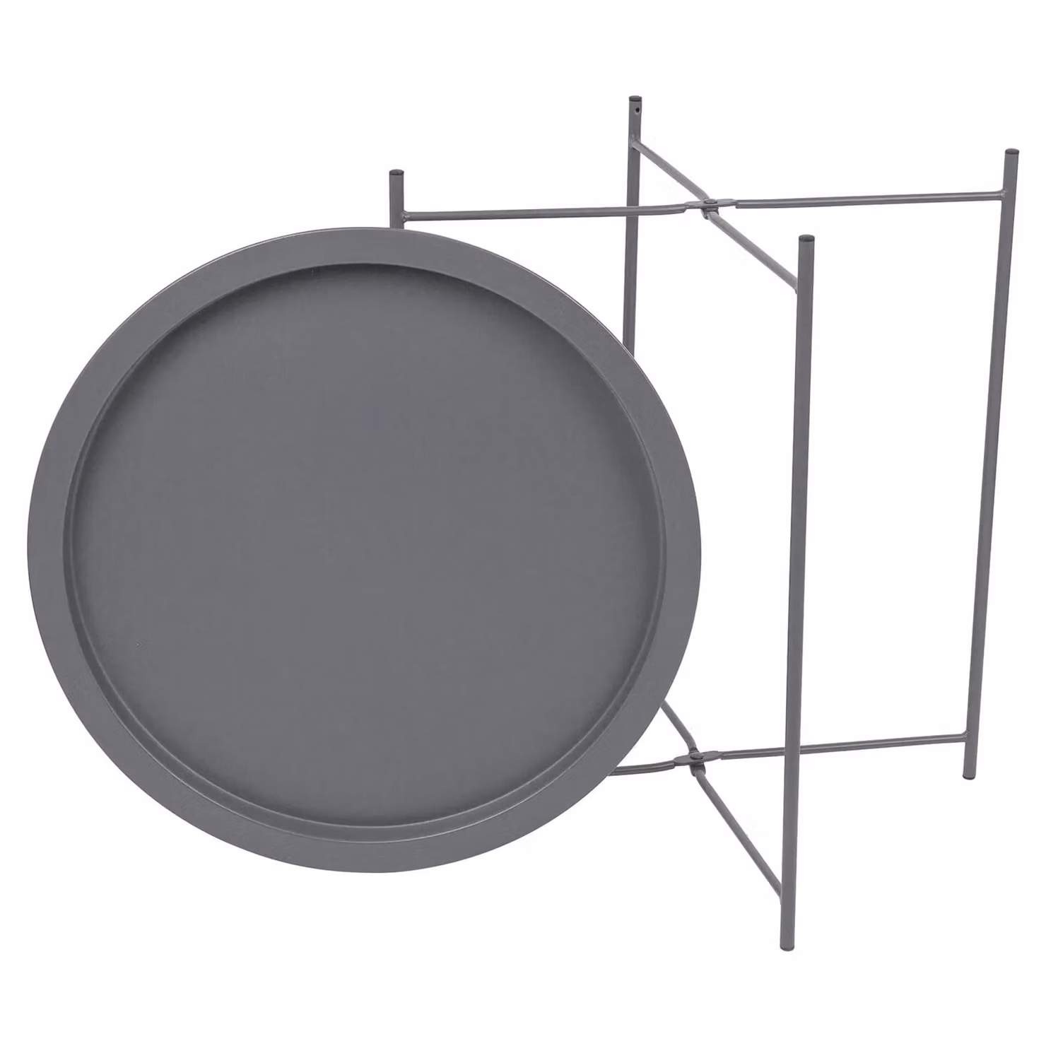 Harbour Housewares Round Metal Tray Table in Matte Grey – 4