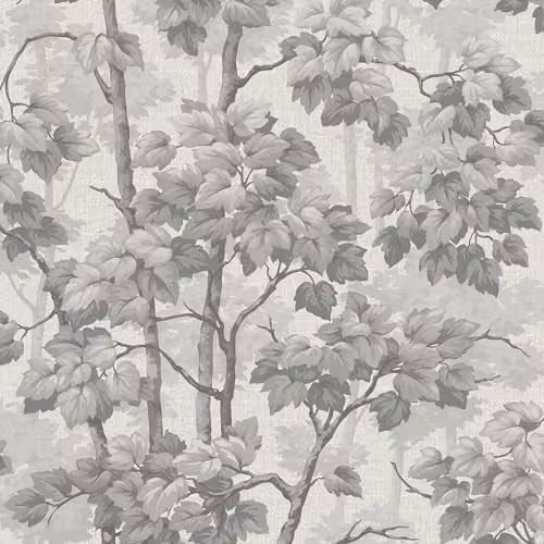 Belgravia Decor Giorgio Tree Soft Silver Floral Botanical Vinyl Wallpaper