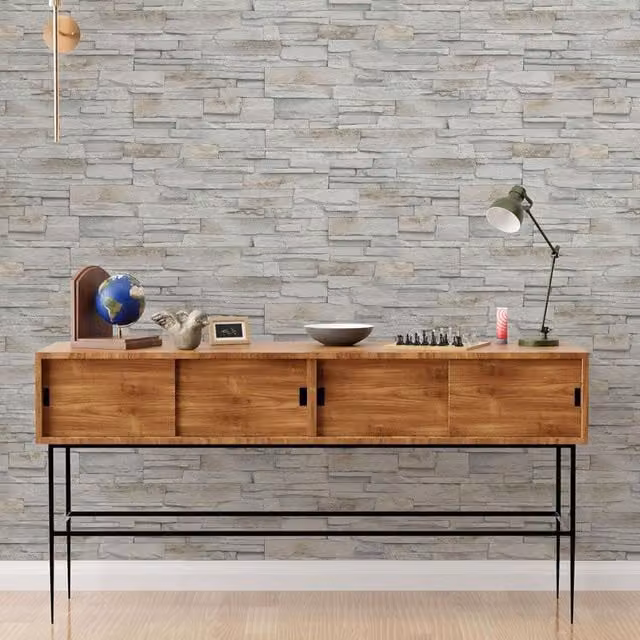 Erismann Rustic Natural Stones Feature Wall Wallpaper in Grey and Beige