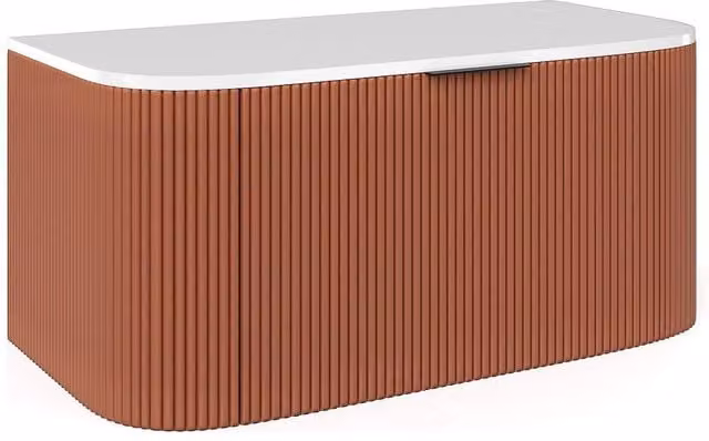 Vente-unique Lomeri Striped Wall-Mounted Vanity Unit in Matt Terracotta