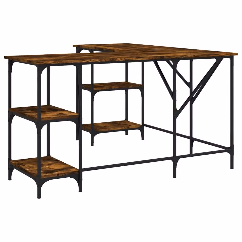 Berkfield Home Smoked Oak Corner Desk in Brown, W/D/H: 139 x 139 x 75 cm – 2