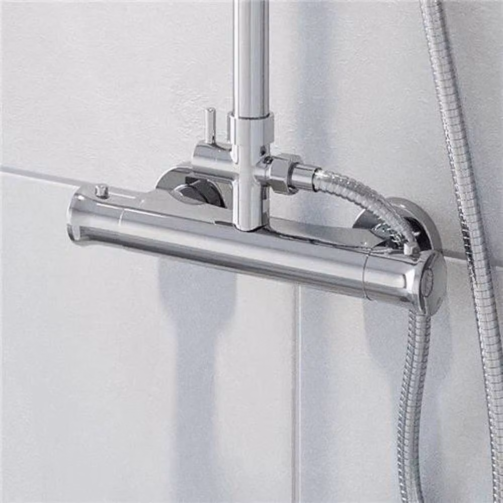 KORVIXA Chrome Thermostatic Shower Mixer Set with Overhead Rain Shower and Hand Shower in Silver – 2