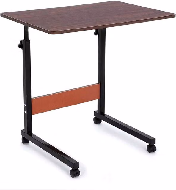 EONLION Height Adjustable Laptop Table Trolley in Brown, W/D/H: 100 x 40 x 70 cm