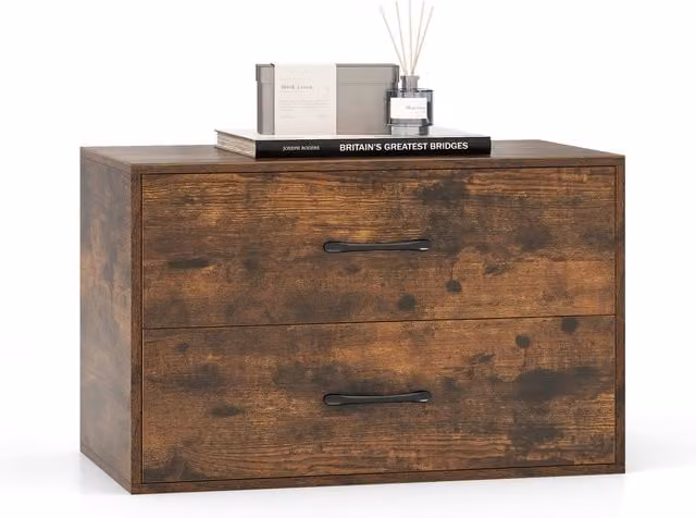 Costway Modern Stackable 2-Drawer Dresser in Brown
