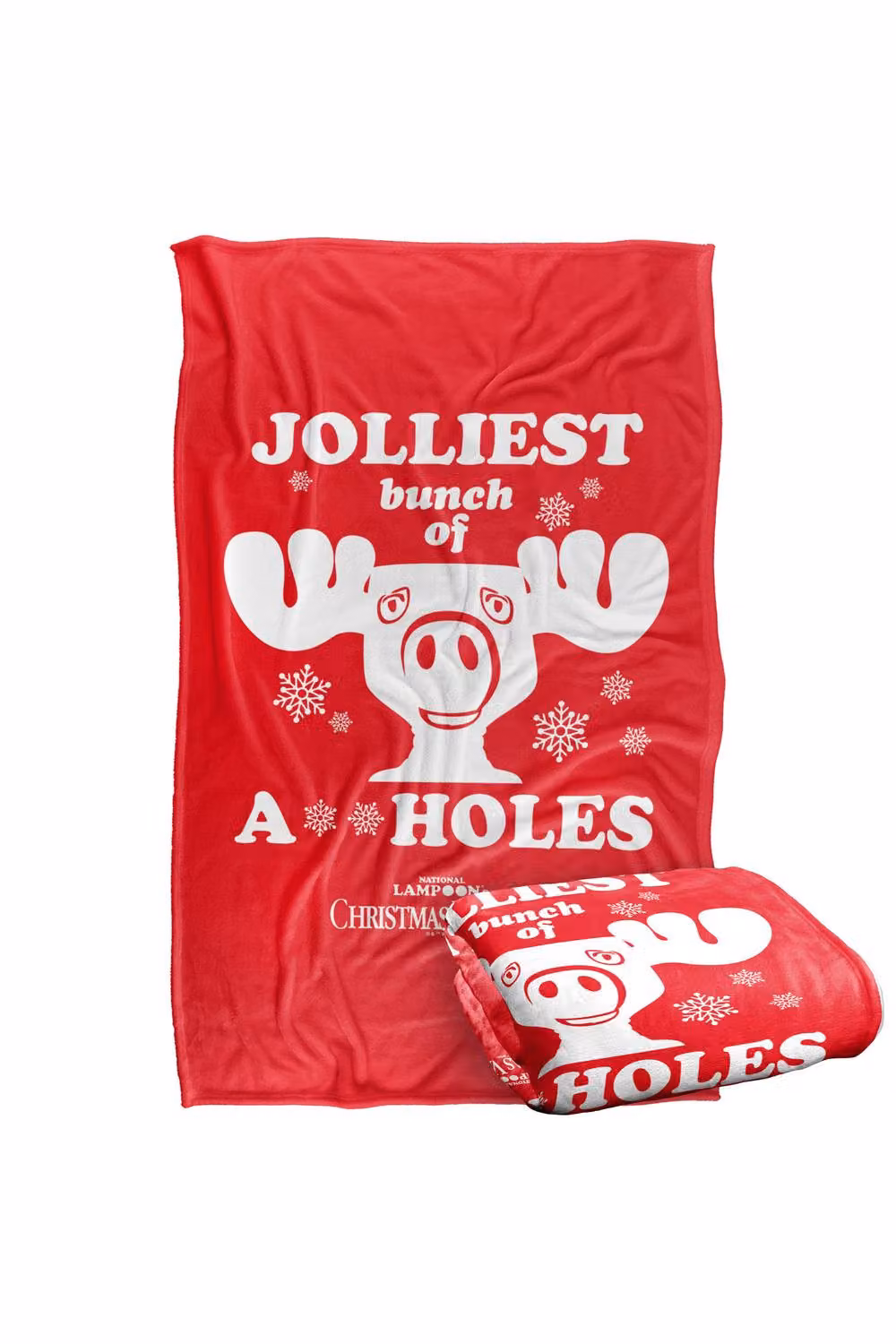 Warner Bros. Christmas Vacation Jolliest Moose Super Soft Polyester Throw Blanket, Red and Multicolour, Large – 2