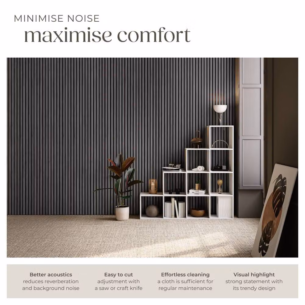 tectake Black Oak Sound-Absorbing Acoustic Panels with MDF Wood-Look Design – 3