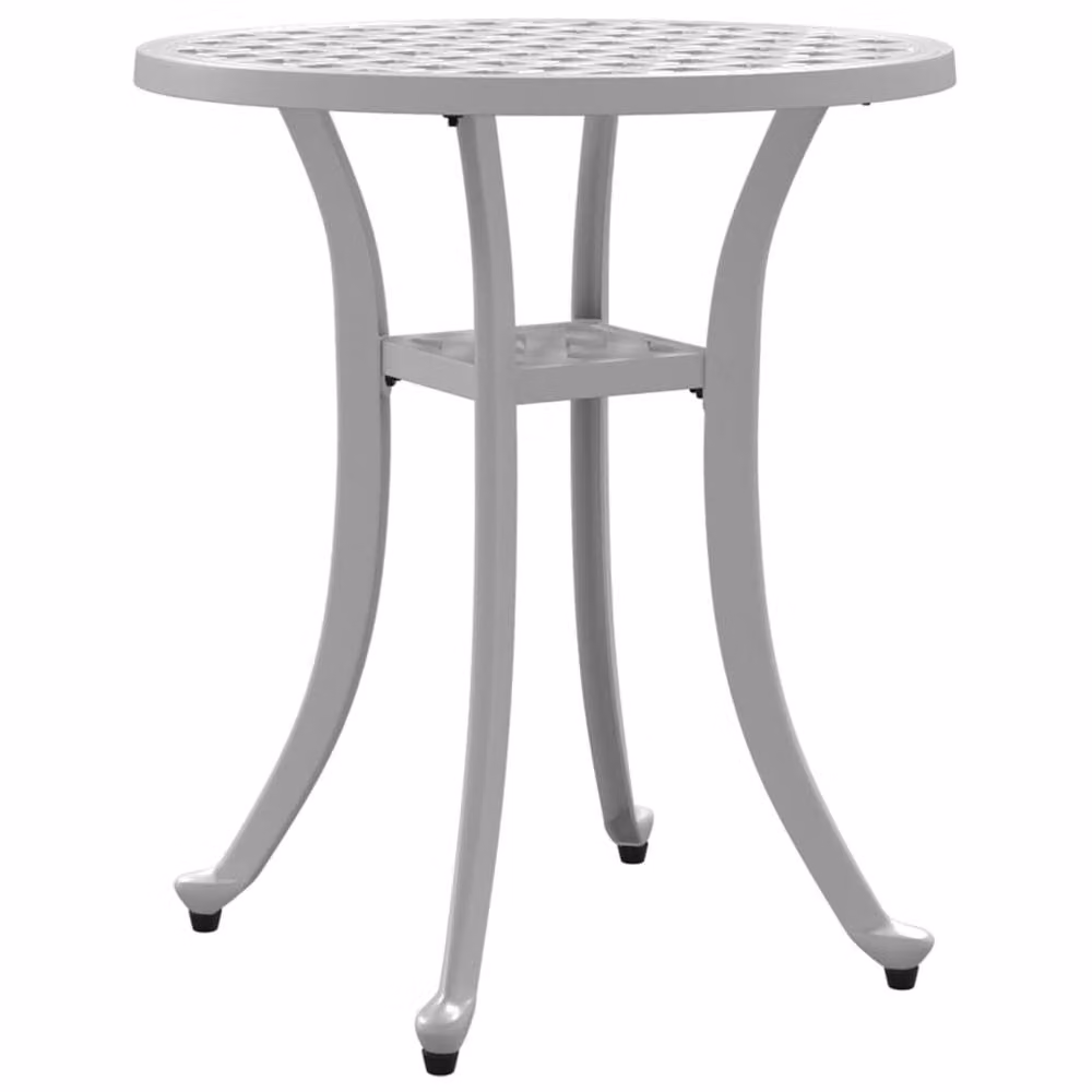 Berkfield Home Modern Geometric Garden Table in White Cast Aluminium W: 48 cm, H: 53 cm – 2