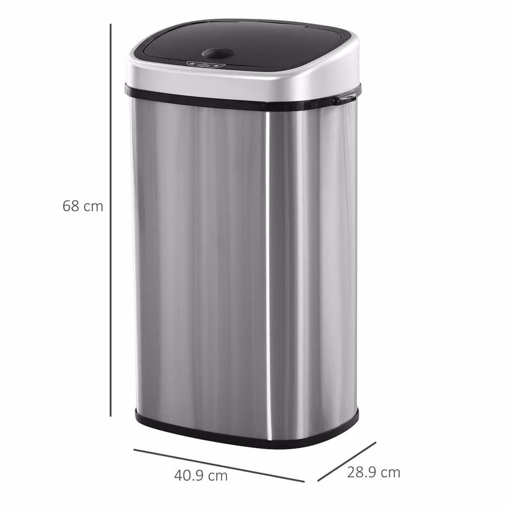 Nordara 58L Sensor Dustbin Touchless Trash Can in Silver W/D/H: 29.5 x 29.5 x 57 cm – 2