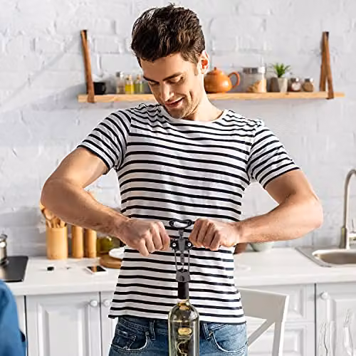 Joeji's Kitchen Multifunctional Winged Corkscrew and Bottle Opener in Black with Ergonomic Grip and Storage Bag – 6