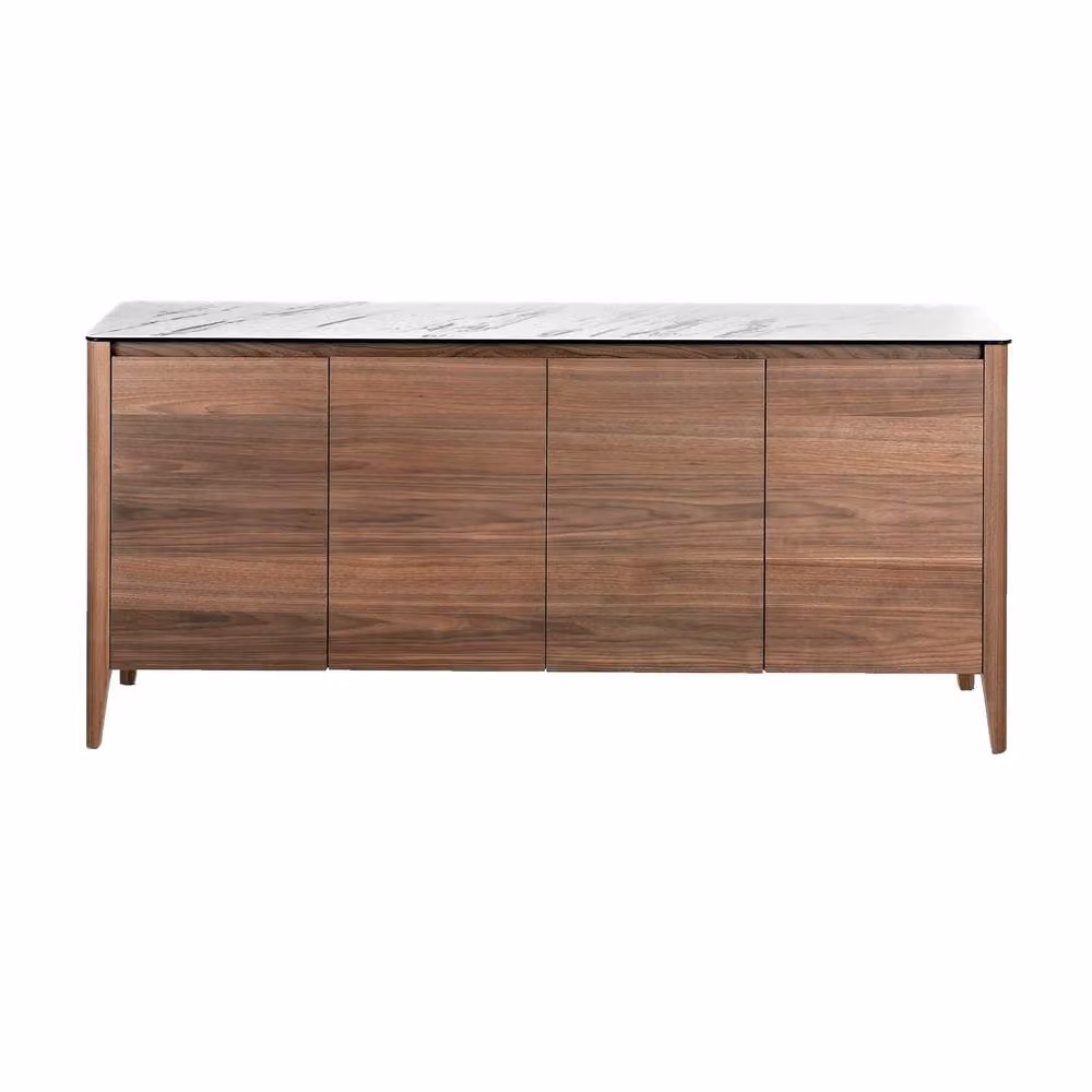 Angel Cerda Walnut Sideboard with Porcelain Marble Top in Brown, White and Grey, W/D/H: 179 x 45 x 80 cm – 2