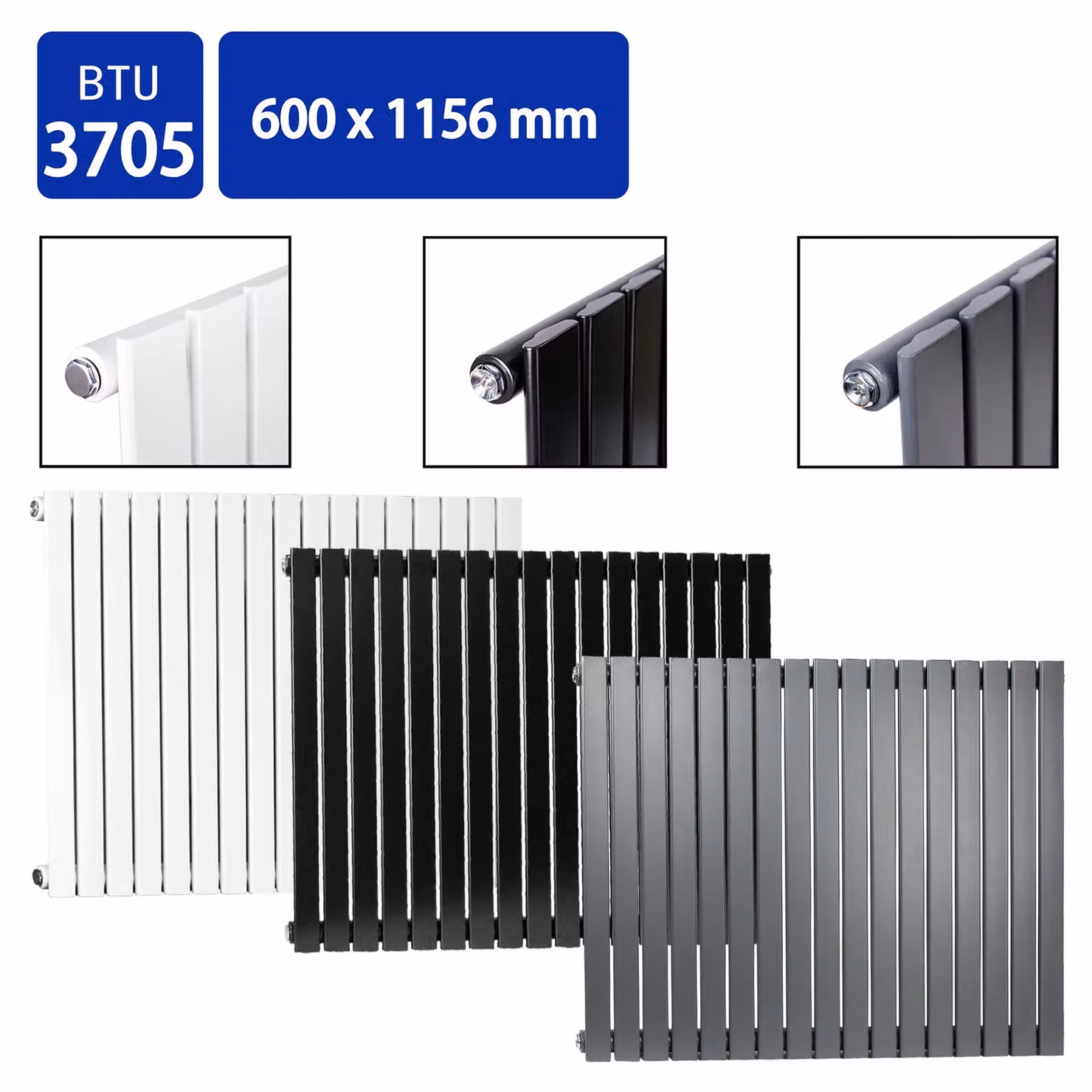 MCC Direct Designer Single Flat Panel Column Radiator, White, H x W: 115.6 x 60 cm – 3