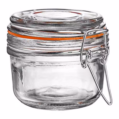 Argon Tableware 6 Pack Glass Spice Jars with Airtight Metal Clip Lids and Labels, 125ml, Transparent – 5