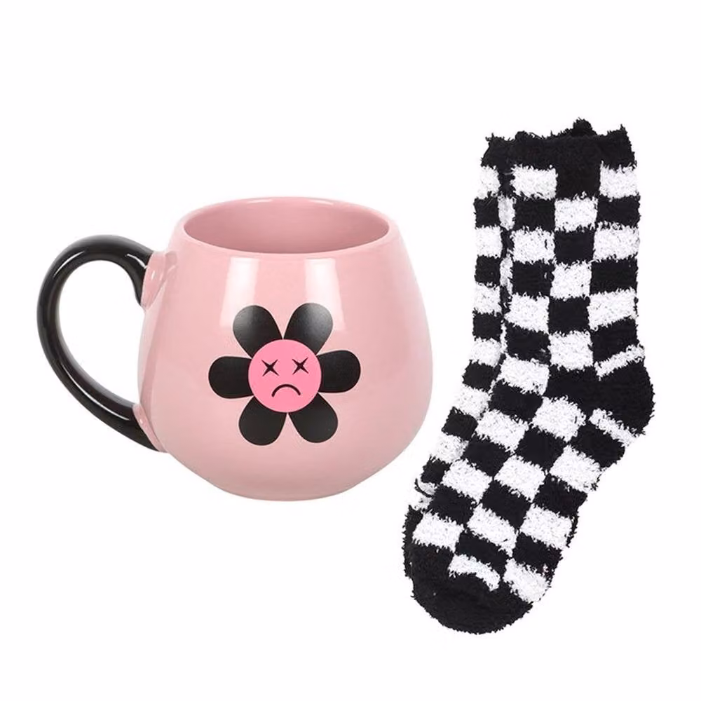Uniqueful Sad Flower Mug and Socks Set, Multicolour, 550ml – 2