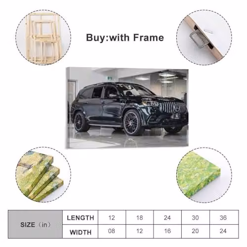 JTLFXY Luxury GLS63 Sports SUV Canvas Wall Poster, Black, W: 40 cm, H: 60 cm – 2