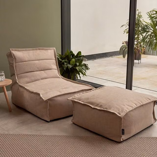 icon Dolce Indoor Outdoor Lounger Bean Bag in Natural Beige