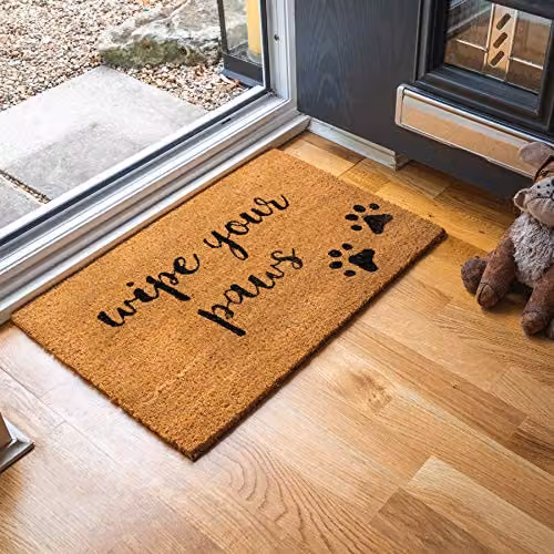 Nicola Spring Paws Coir Door Mat, Brown and Multicolour, W: 60 cm, D: 40 cm – 2