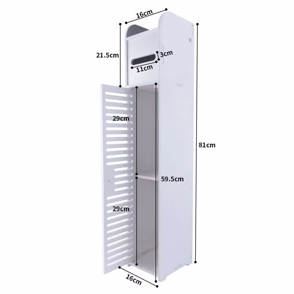 KORVIXA White PVC Freestanding Bathroom Storage Unit with Hinged Doors and Internal Shelves, W: 70.0 cm, H: 65.0 cm – 2
