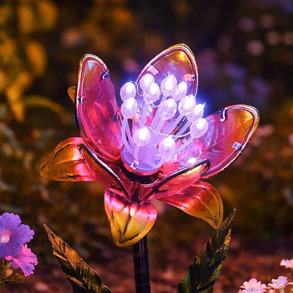 Marco Paul Pink Multicolour Solar Flower Stake Light with Dusk Sensor and Ground Spike, Height: 85 cm – 3