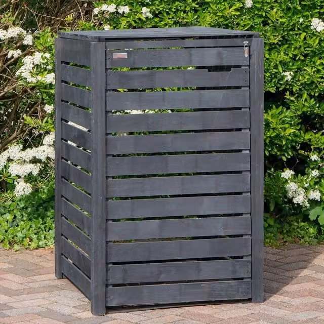 NESTLUNE Grey Wooden Outdoor Garden Wheelie W/H: 74 x 116 cm