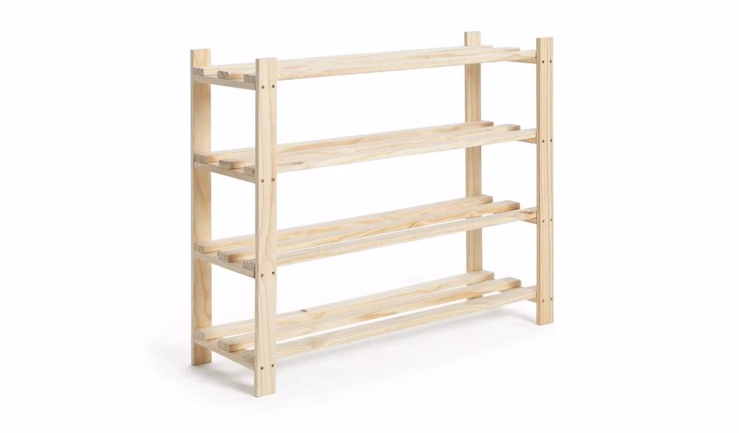 Karee 4 Shelf Pine Wood Shoe Rack in Brown and Beige